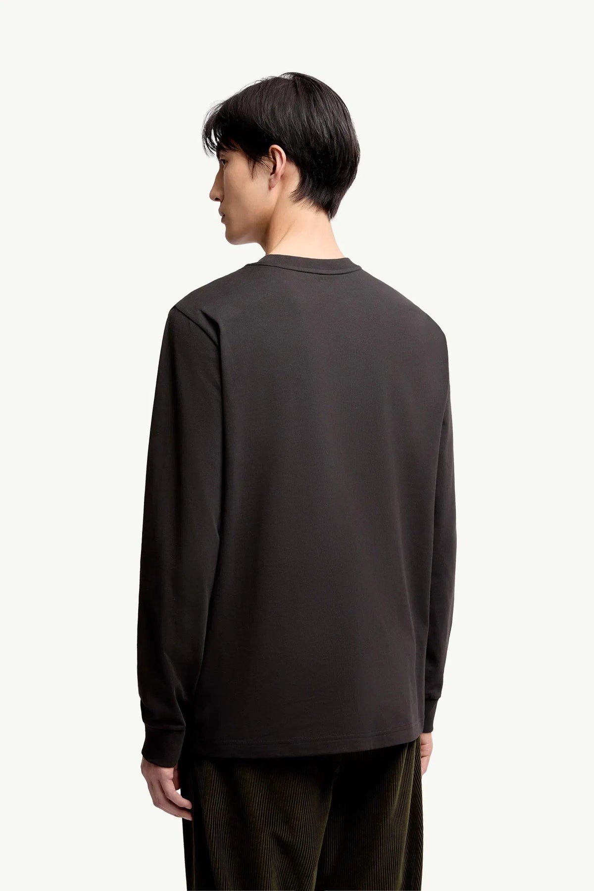 Moncler Moncler Leather Logo Long Sleeve Cotton T-Shirt Black Black