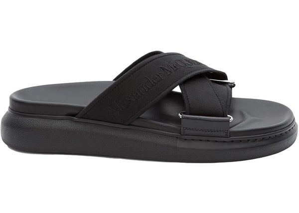Alexander Mcqueen Alexander Mcqueen Oversized Hybrid Slide Black Silver