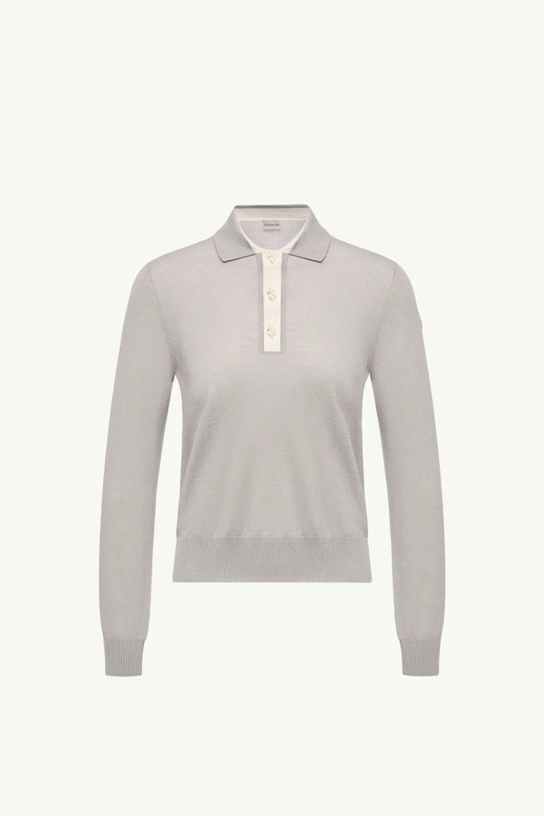 Moncler Moncler Wool Long Sleeve Polo Shirt Grey Grey