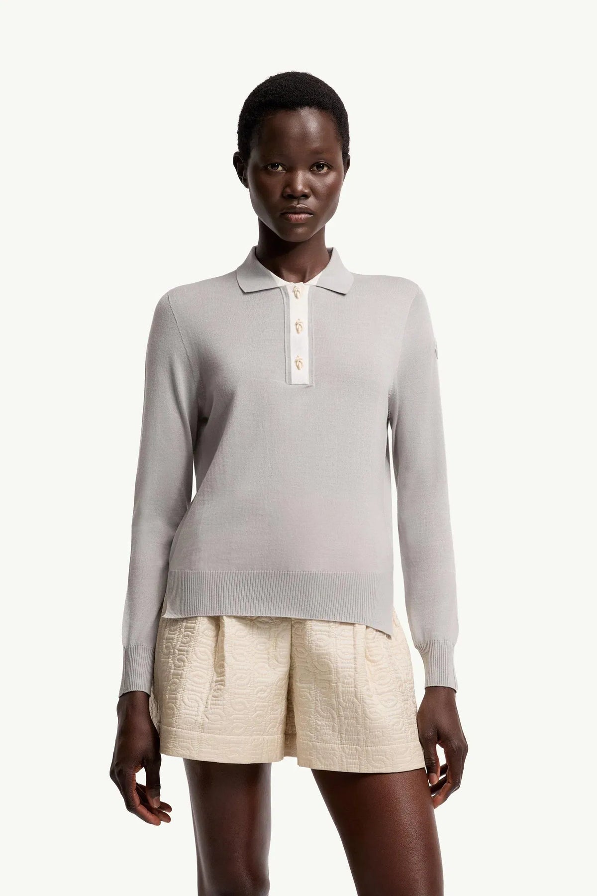 Moncler Moncler Wool Long Sleeve Polo Shirt Grey Grey