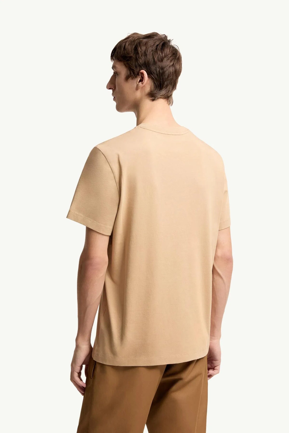 Moncler Moncler Flocked Logo Cotton T-Shirt Light Beige Light Beige