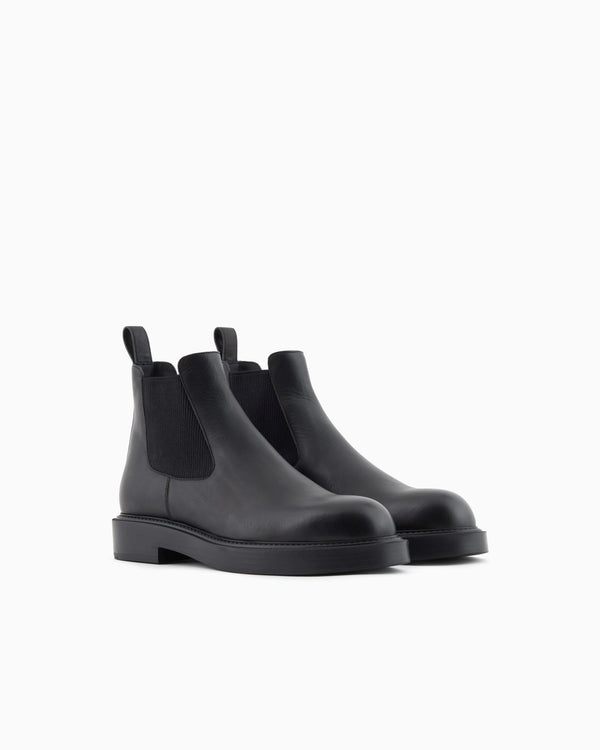Emporio Armani Emporio Armani Dappled Leather Beatle Boots Black