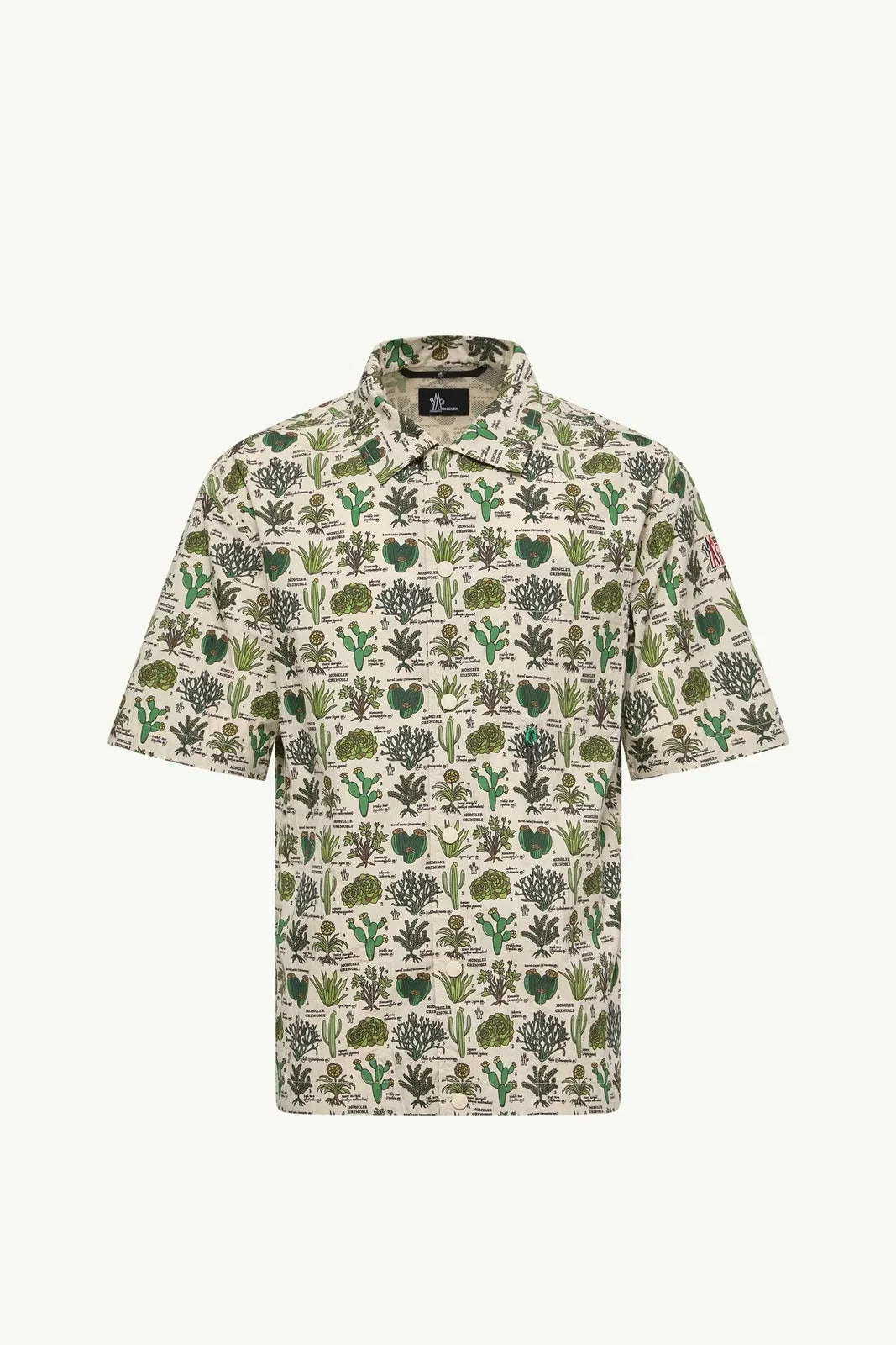 Moncler Moncler Botanical Print Cotton Blend Short Sleeve Shirt Brown & Green Brown & Green