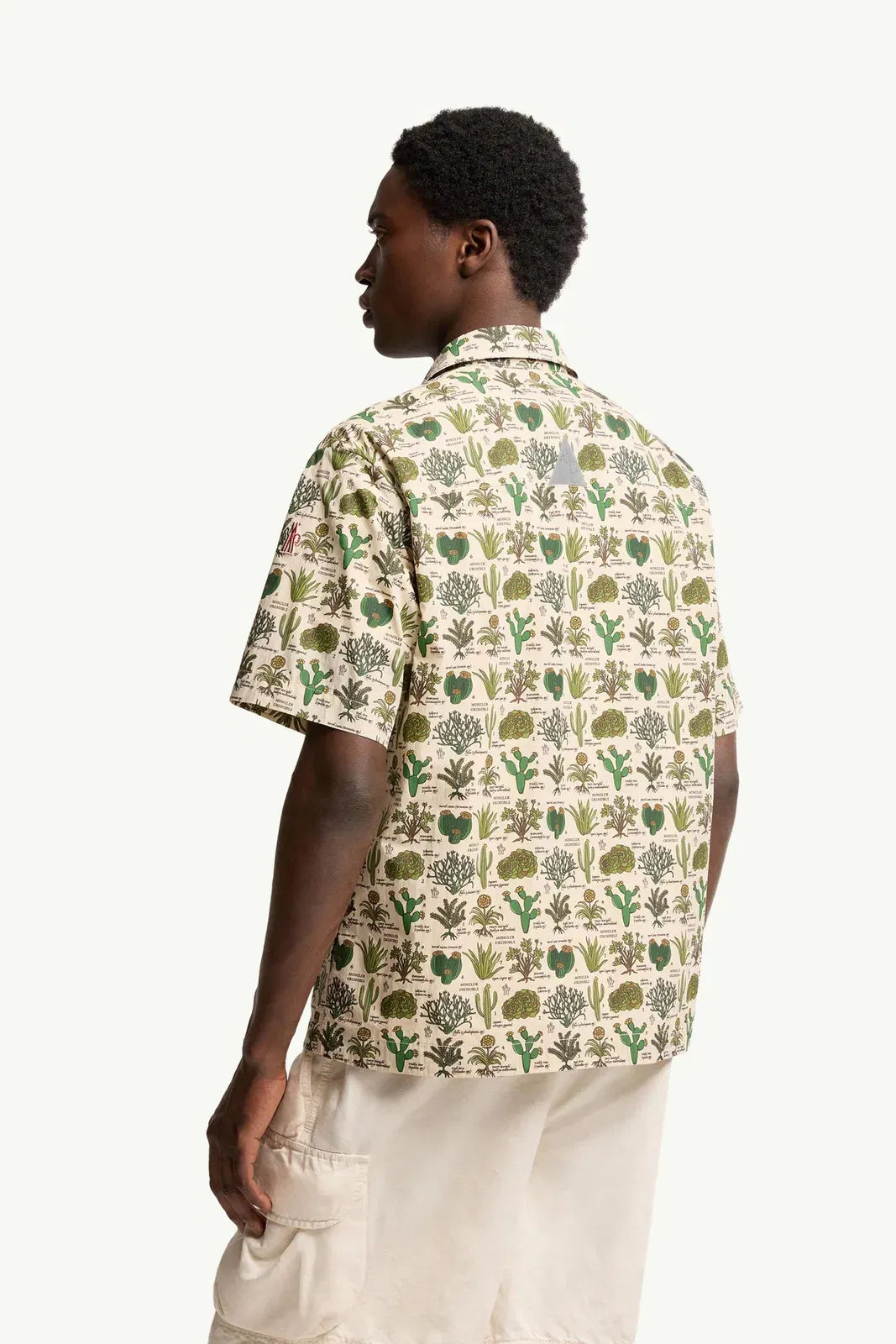 Moncler Moncler Botanical Print Cotton Blend Short Sleeve Shirt Brown & Green Brown & Green