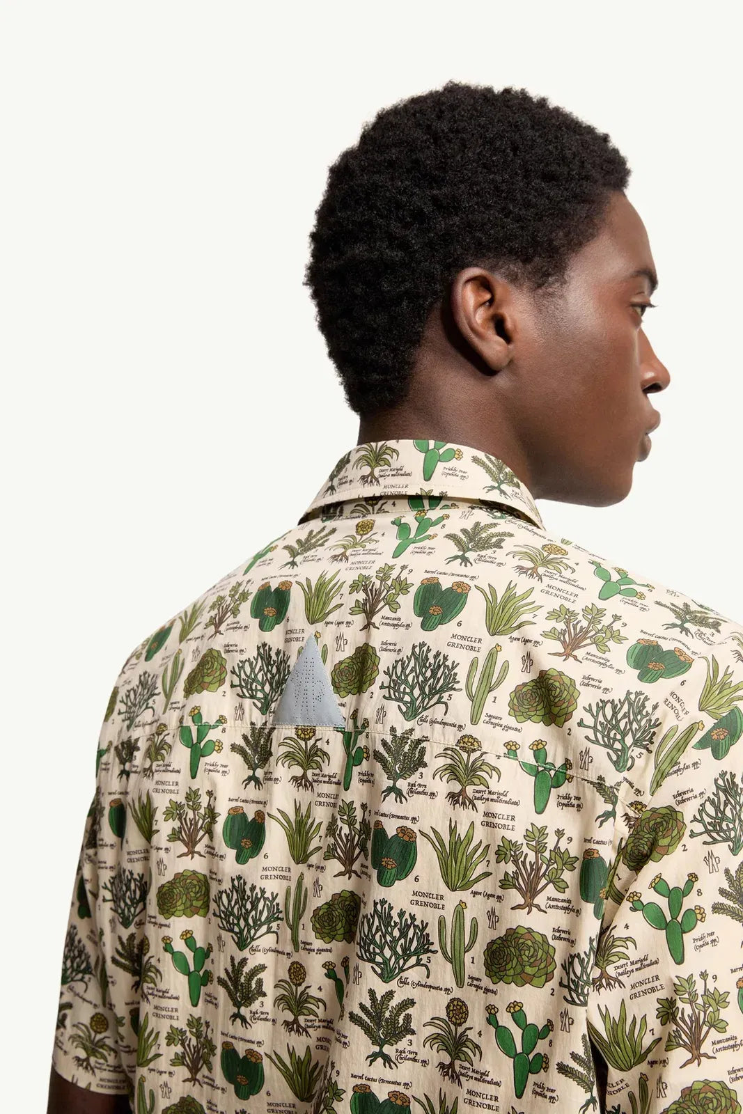 Moncler Moncler Botanical Print Cotton Blend Short Sleeve Shirt Brown & Green Brown & Green