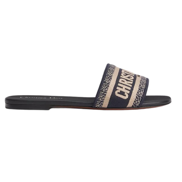 Dior Dior Dway Slide Deep Blue Embroidered Cotton