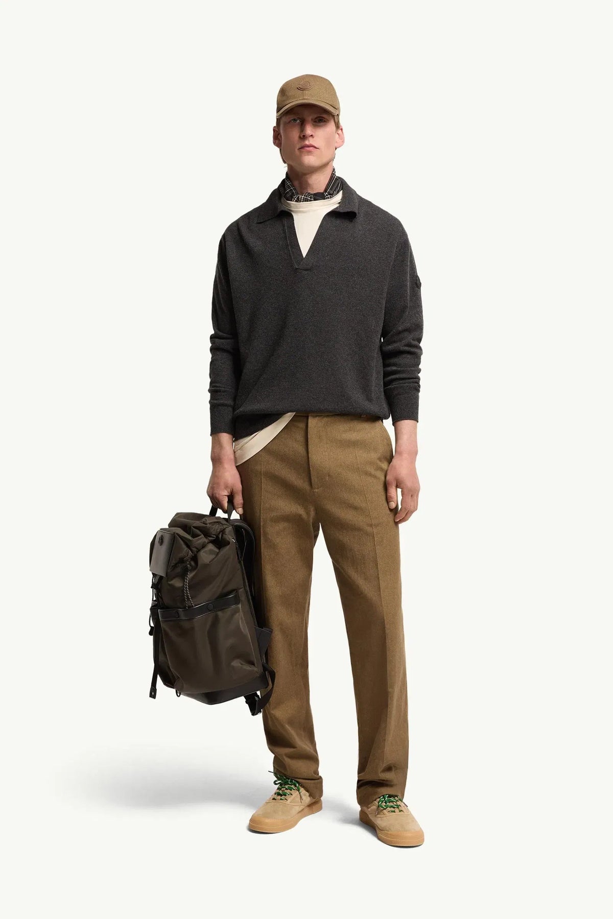 Moncler Moncler Wool & Cashmere Long Sleeve Polo Shirt Black Black