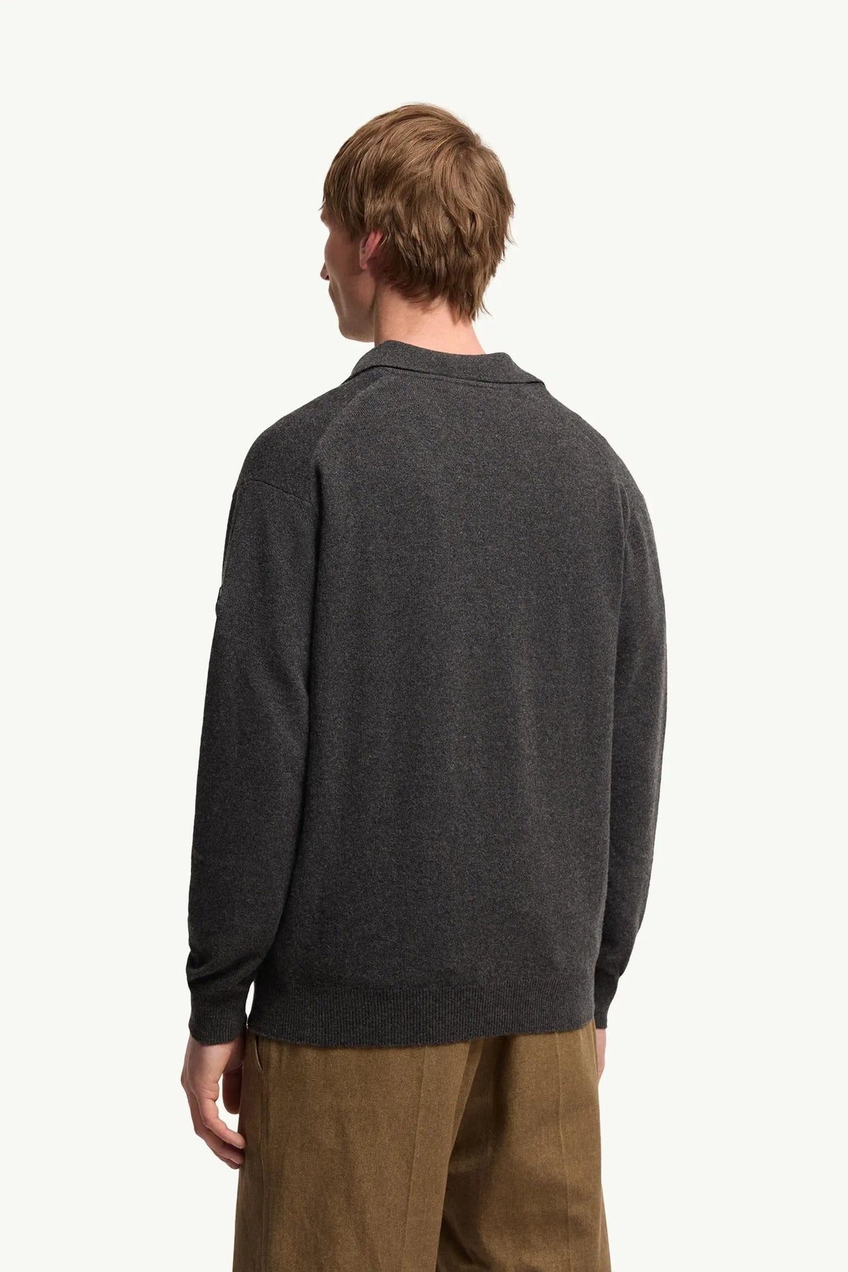 Moncler Moncler Wool & Cashmere Long Sleeve Polo Shirt Black Black