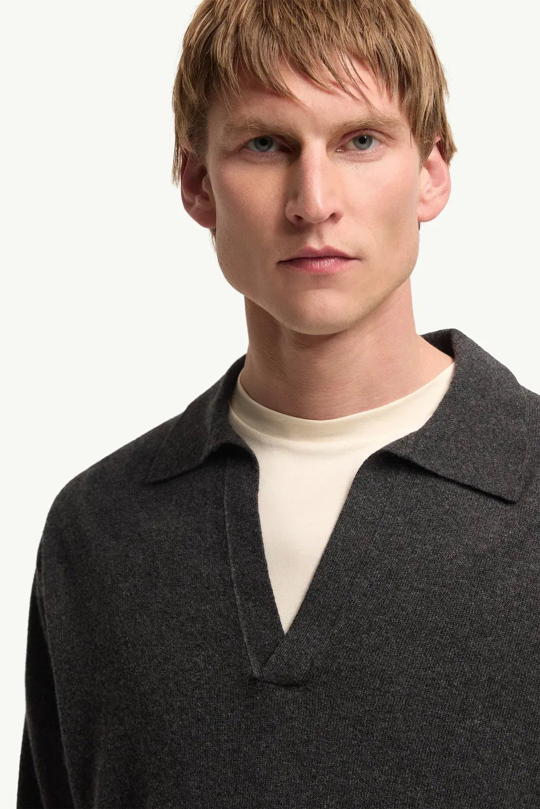 Moncler Moncler Wool & Cashmere Long Sleeve Polo Shirt Black Black