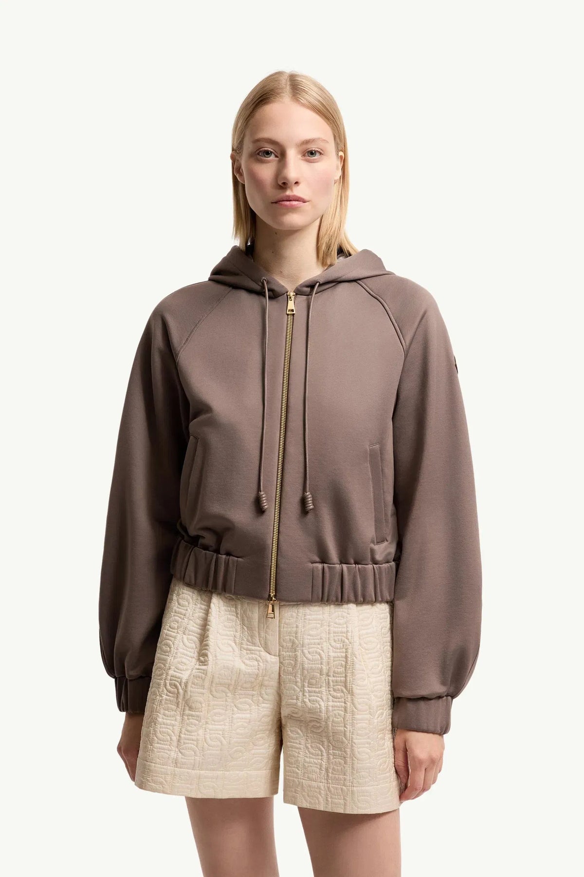 Moncler Moncler Technical Fleece Zip-Up Cardigan Taupe Taupe