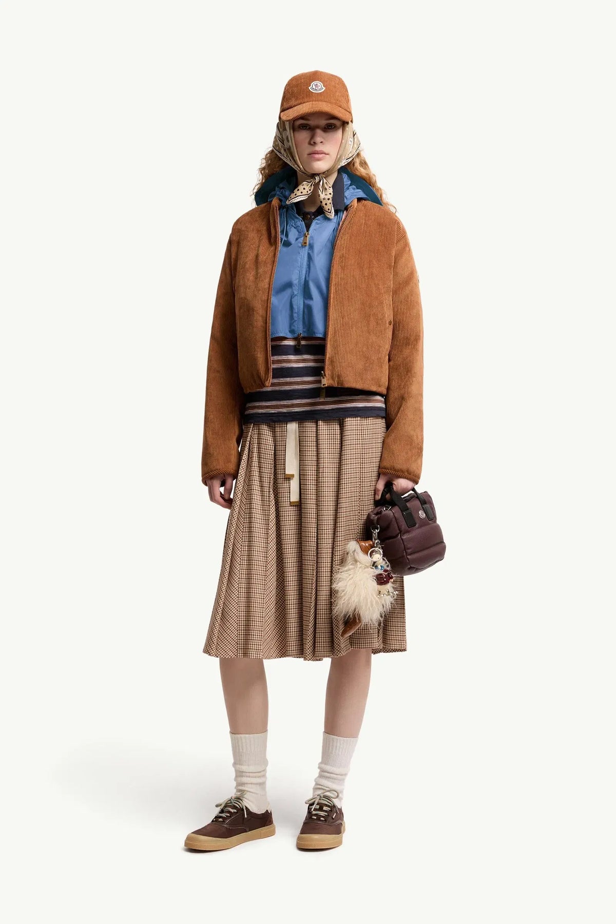Moncler Moncler Microcheck Midi Wool Skirt Beige Beige