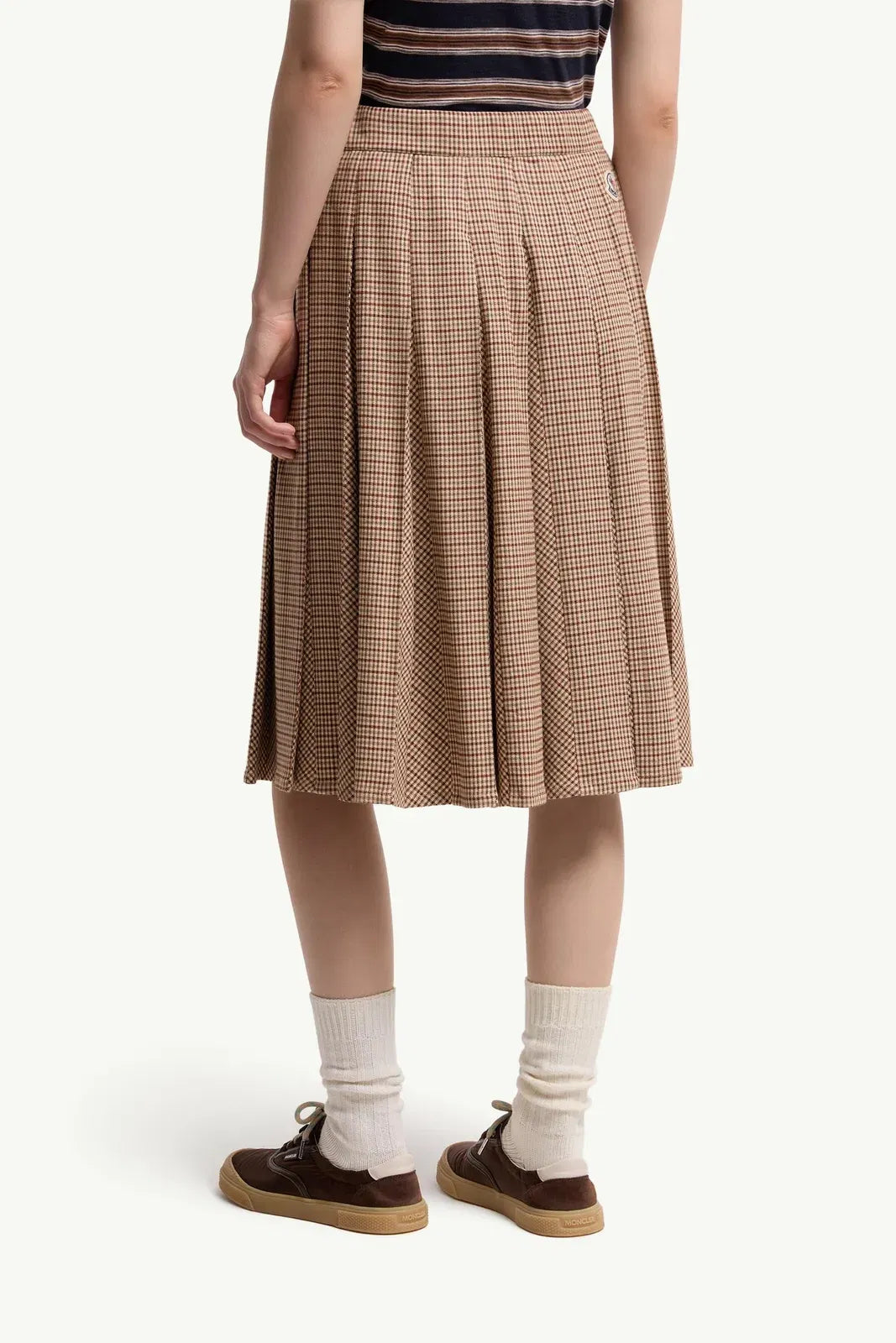 Moncler Moncler Microcheck Midi Wool Skirt Beige Beige