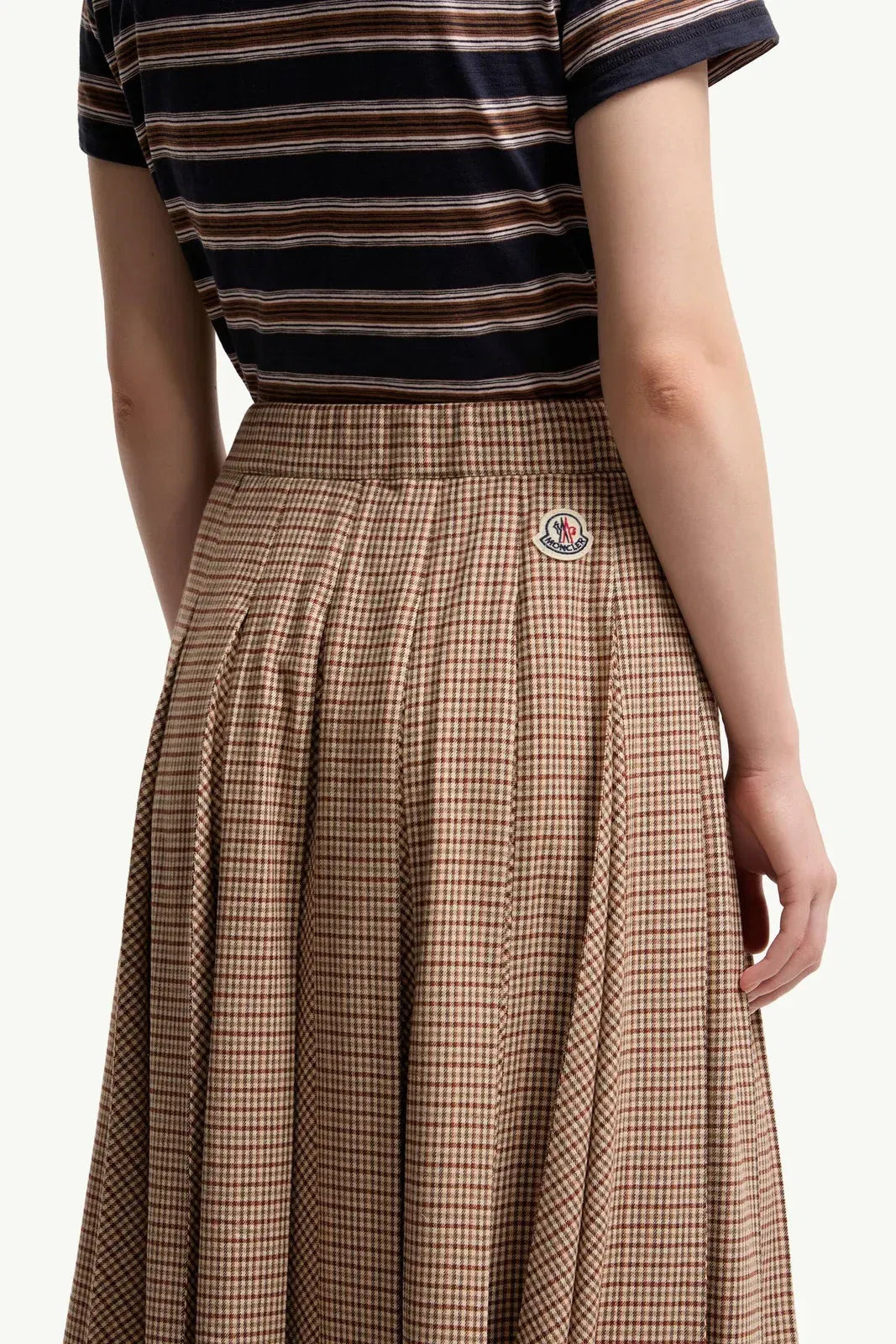 Moncler Moncler Microcheck Midi Wool Skirt Beige Beige