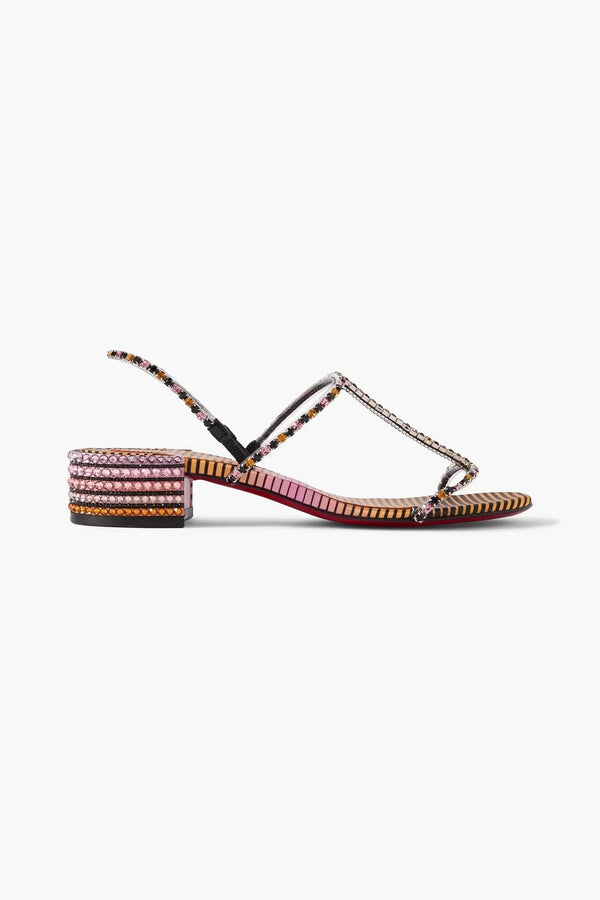 Christian Louboutin Christian Louboutin Queenie Crystal-Embellished Pvc And Leather Slingback Sandals Multicolor Women's