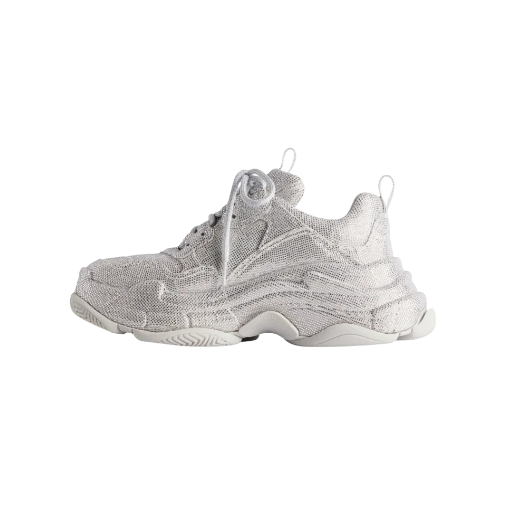 Balenciaga Triple S Sneaker With Rhinestones In Light Grey