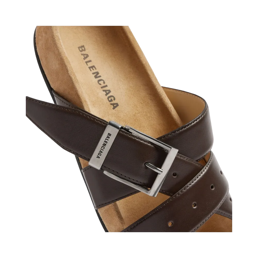 Balenciaga Belt Mule In Moka