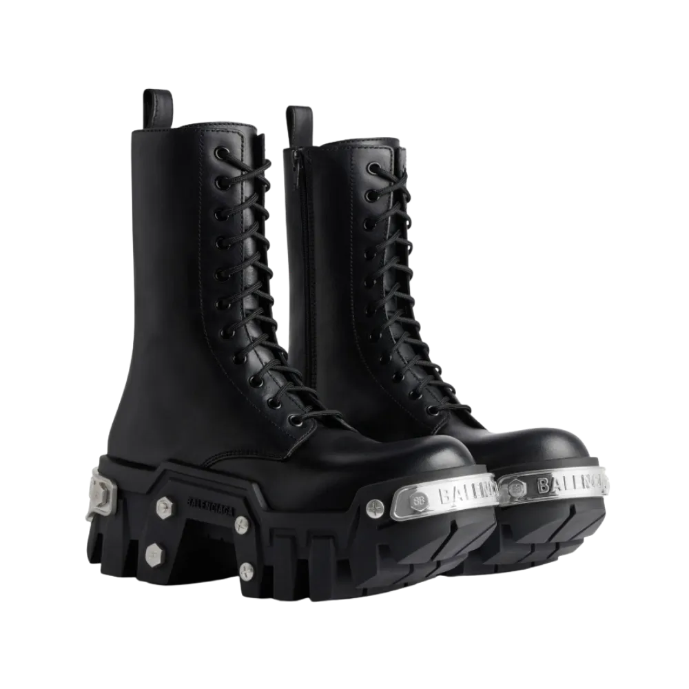 Balenciaga Bulldozer Lace-Up Boot In Black