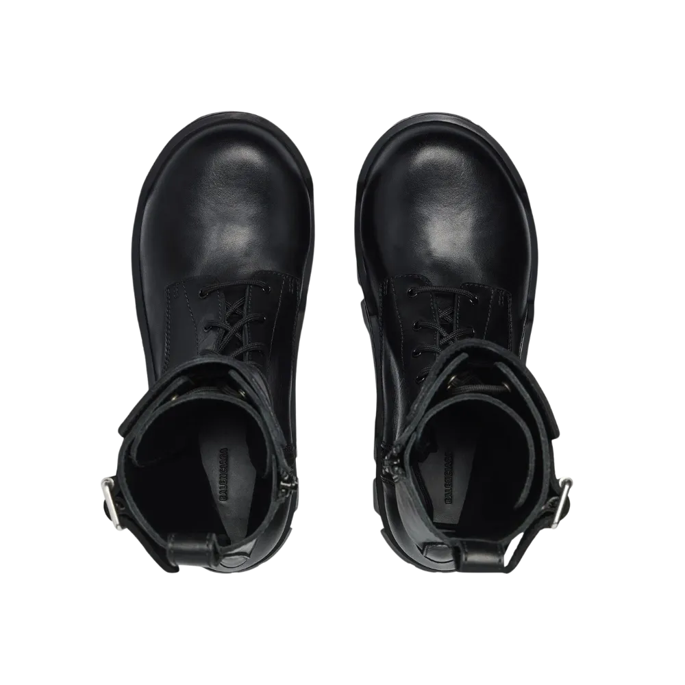 Balenciaga Bulldozer Combat Lace-up Boot In Black