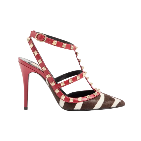 Valentino Rockstud Pumps In Pony-Effect Calfskin 100mm White