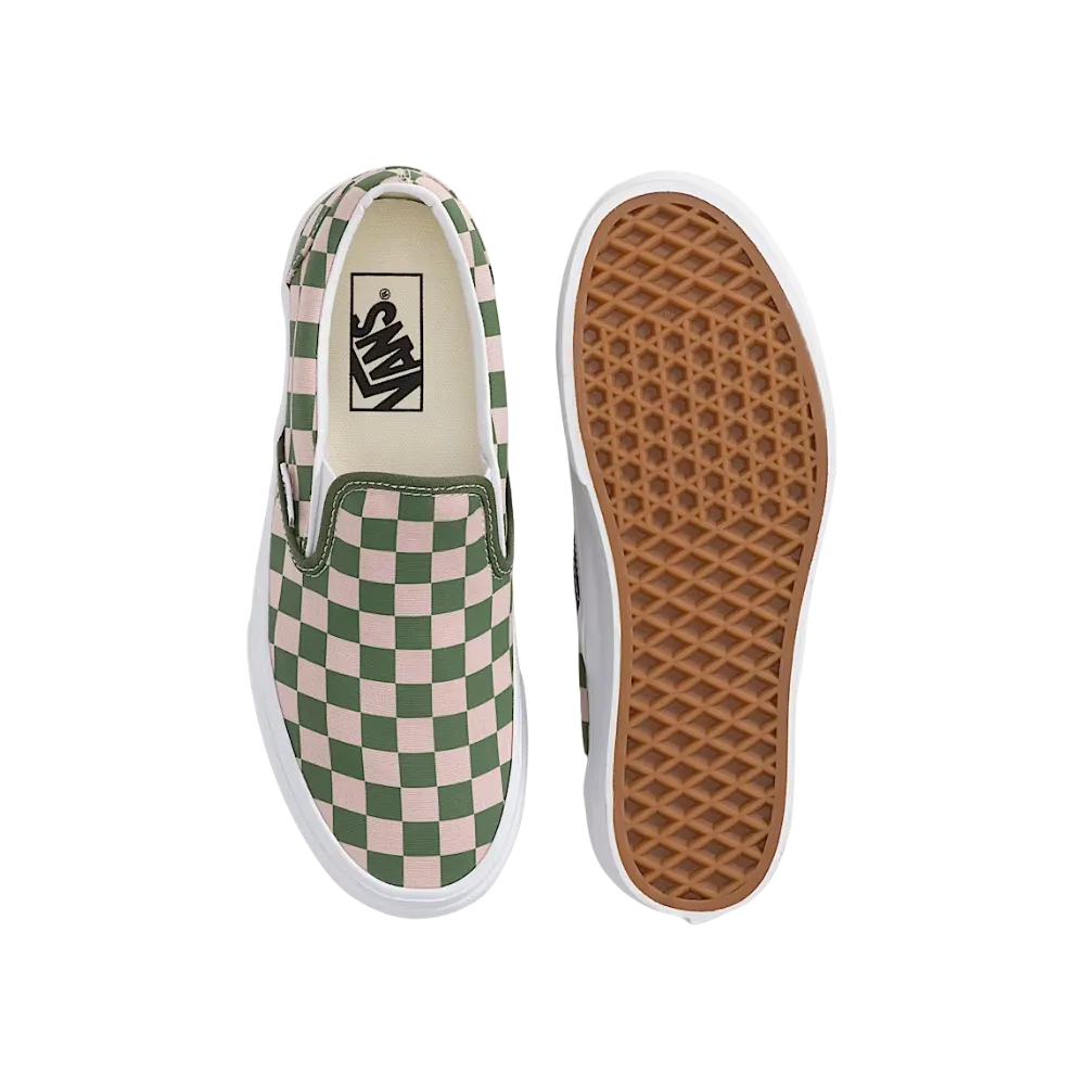 Vans Classic Slip-On Checkerboard Platform Shoe Pine Forest Green