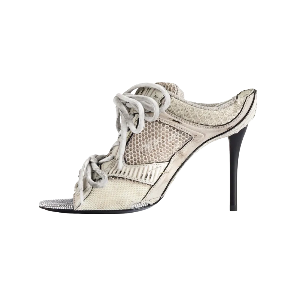 Balenciaga Stapler Sandal Heel In Grey