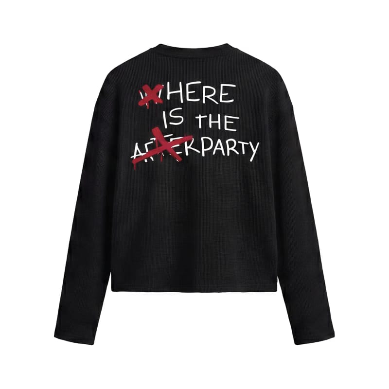 Forfksake Forfksake Afterparty Scenes Waffle Long Sleeve Black