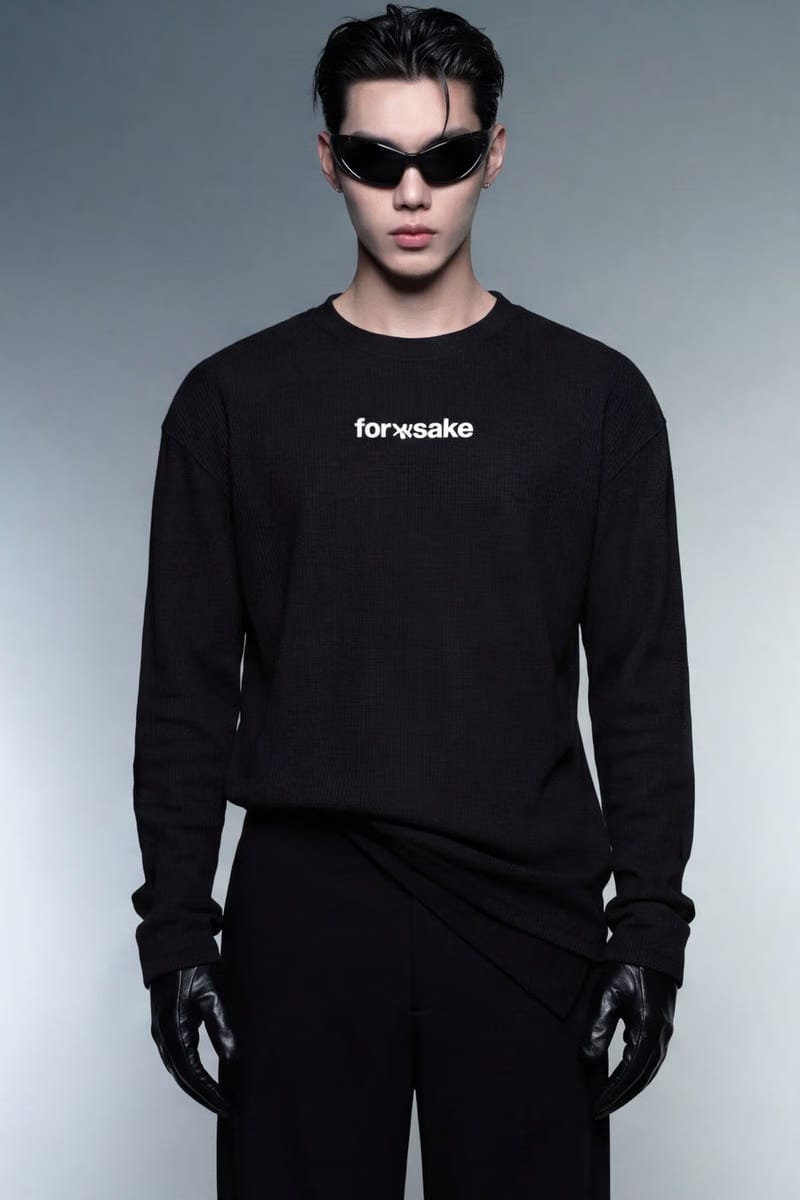 Forfksake Forfksake Afterparty Scenes Waffle Long Sleeve Black