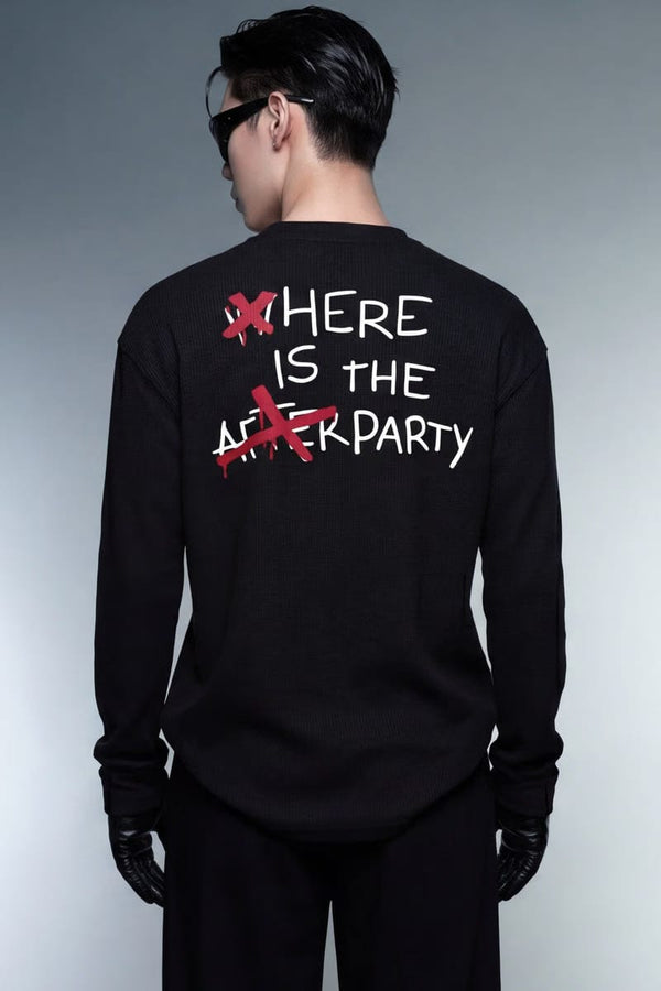 Forfksake Forfksake Afterparty Scenes Waffle Long Sleeve Black