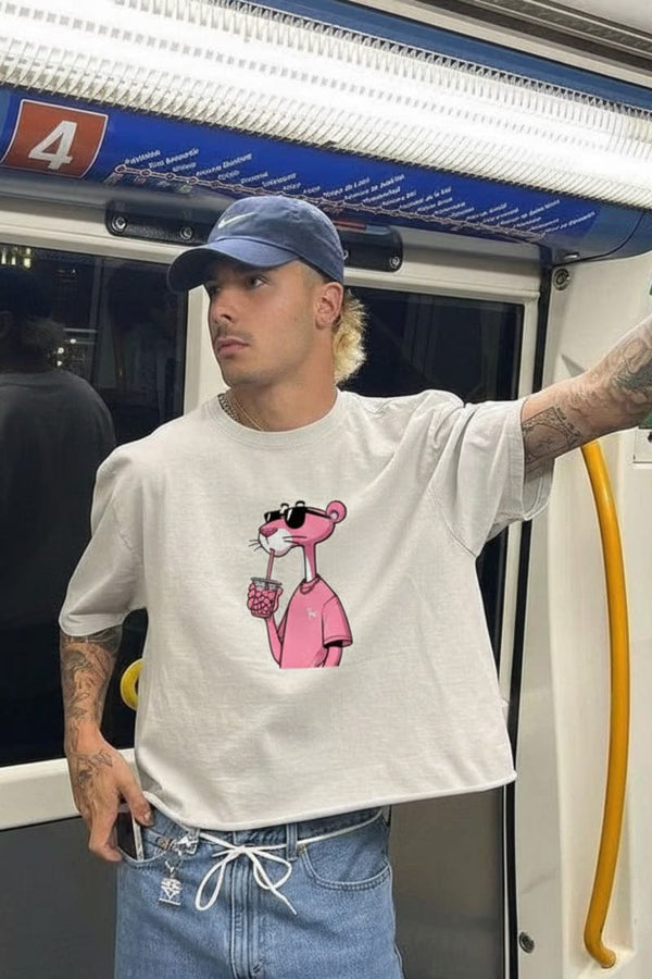 Forfksake Forfksake Pink Panther Boba Tea White T-Shirt