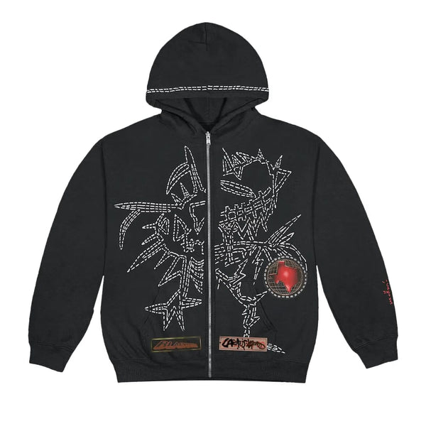 Cactus Jack By Travis Scott Cactus Jack By Travis Scott Blackout Zip Up Hoodie Black