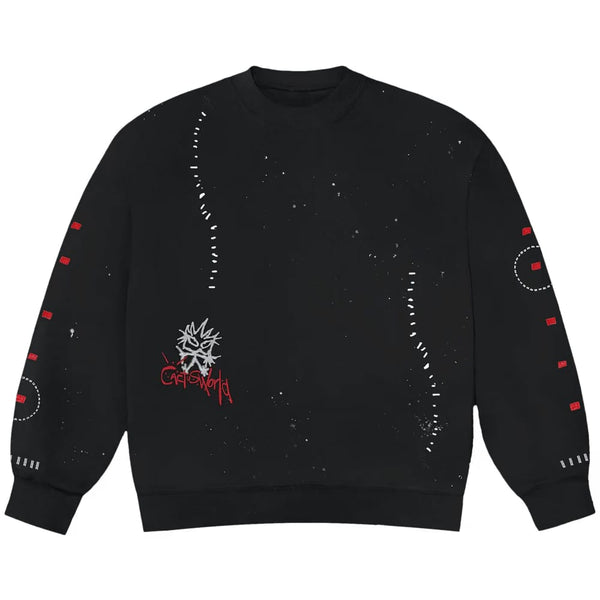 Cactus Jack By Travis Scott Cactus Jack By Travis Scott Stitched Crewneck Black