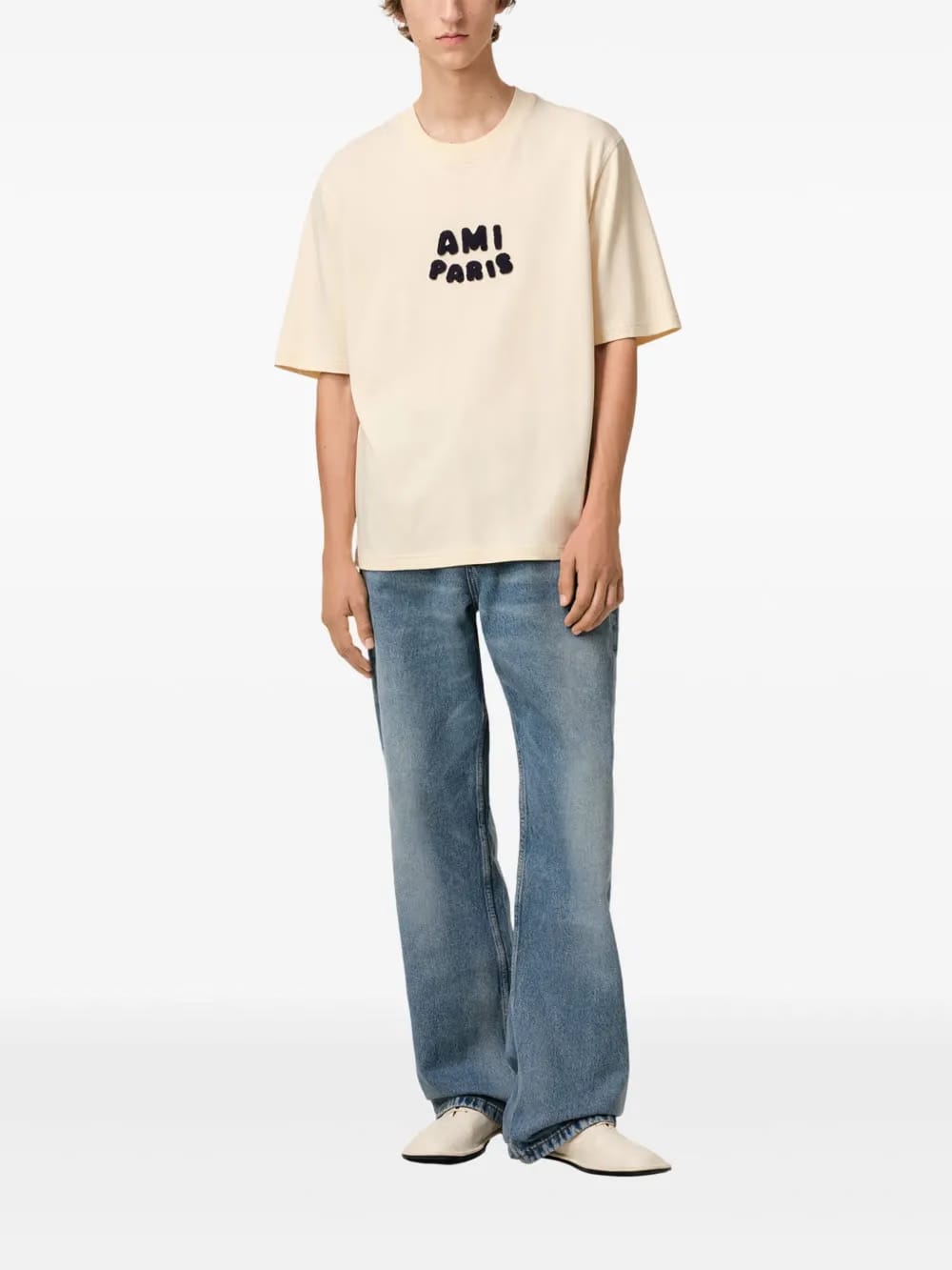 Ami Paris Ami Paris Logo-Patch T-Shirt Light Beige
