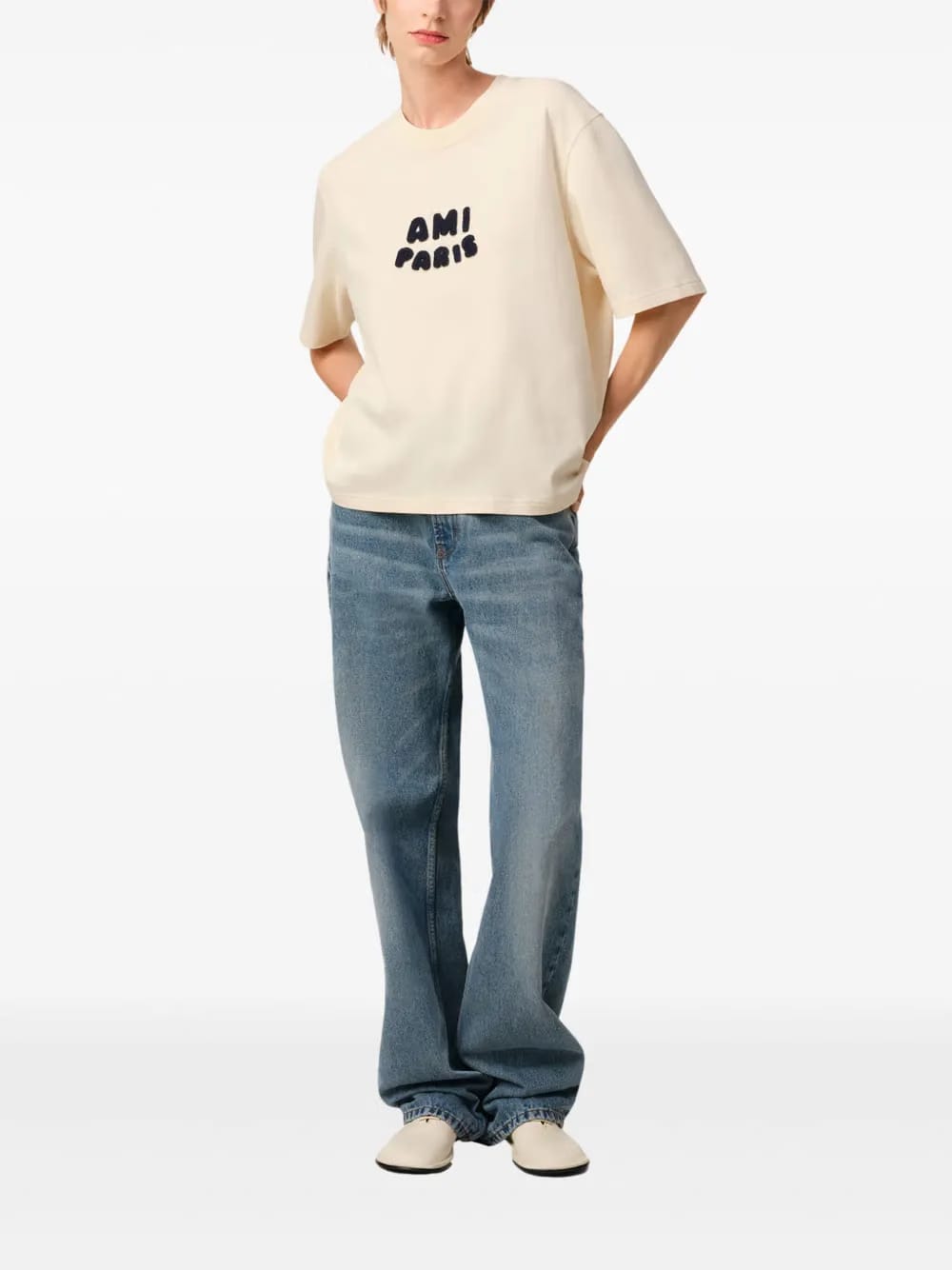 Ami Paris Ami Paris Logo-Patch T-Shirt Light Beige