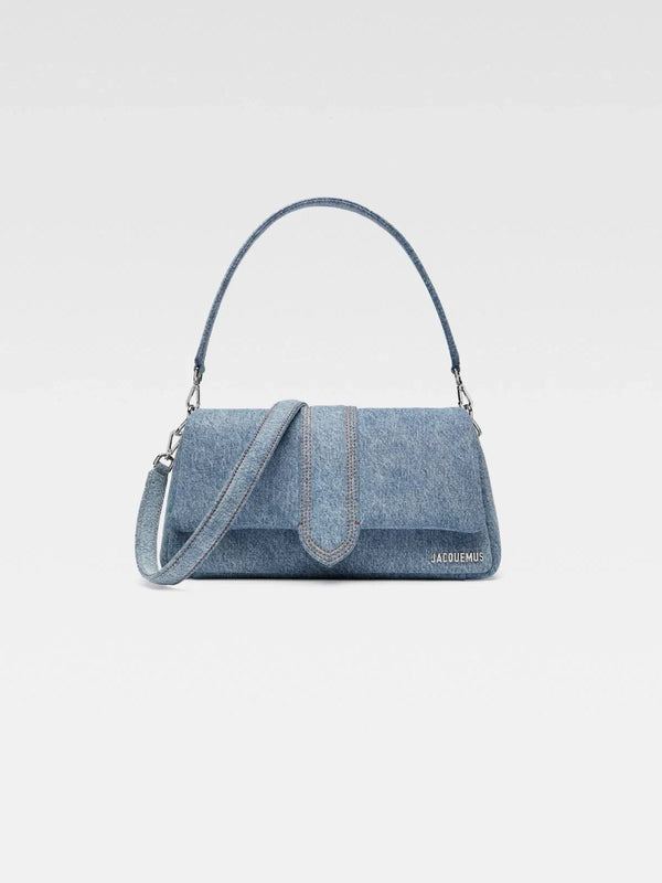 Jacquemus Jacquemus The Bambimou In Denim Soft Padded Denim Bag With Leather Trim Blue