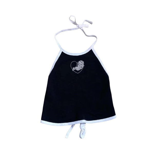 Chrome Hearts Chrome Hearts Heart Halter Top Black/White