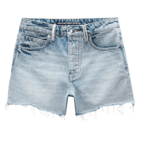 Alexander Wang Alexander Wang Crystal Beltloop Mid Rise Relaxed Shorts Vintage Bleach Blue