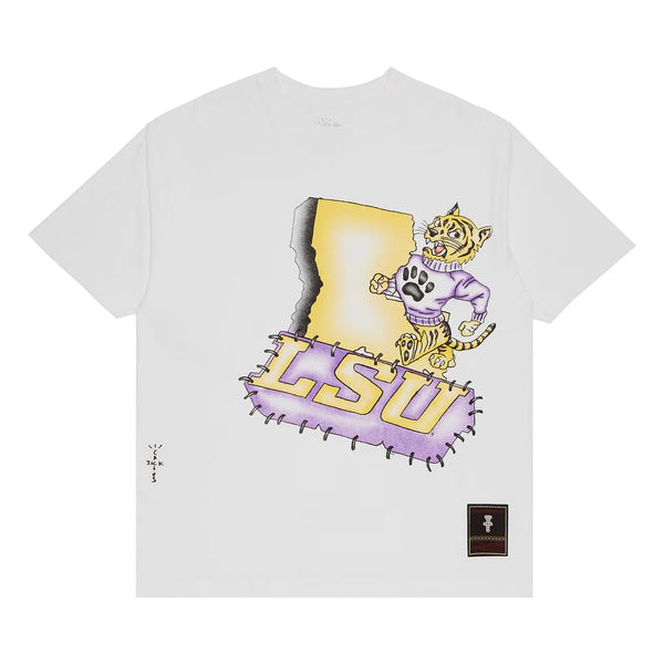 Cactus Jack By Travis Scott Cactus Jack By Travis Scott X Mitchell & Ness Louisiana State University Handdrawn T-Shirt White