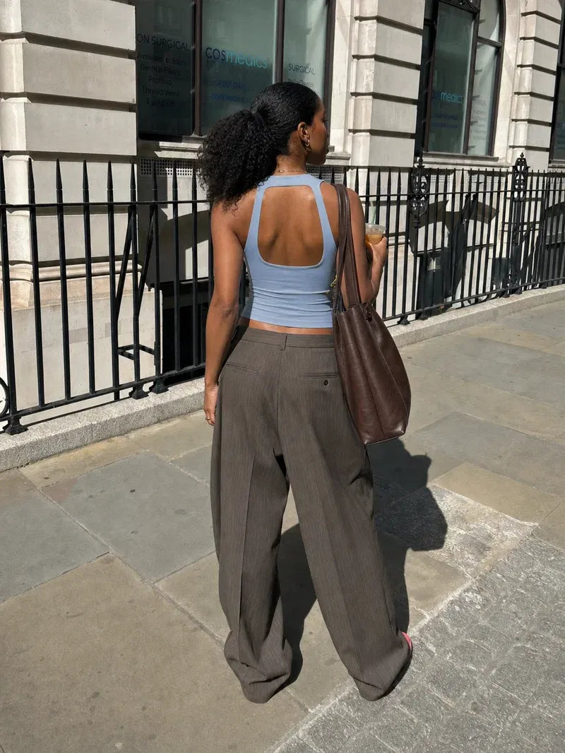 Be Autyst Be Autyst Halter Neck Powder Blue Top
