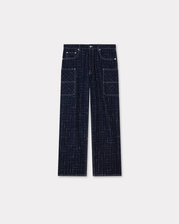 Kenzo Kenzo Weave Cargo Monkey Fit Jeans In Japanese Denim Blue