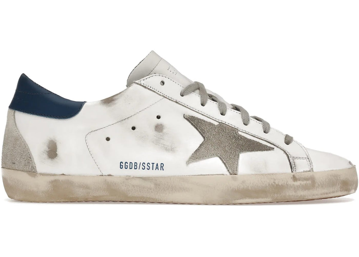 Golden Goose Golden Goose Super-Star White Royal Blue Grey Suede Patch