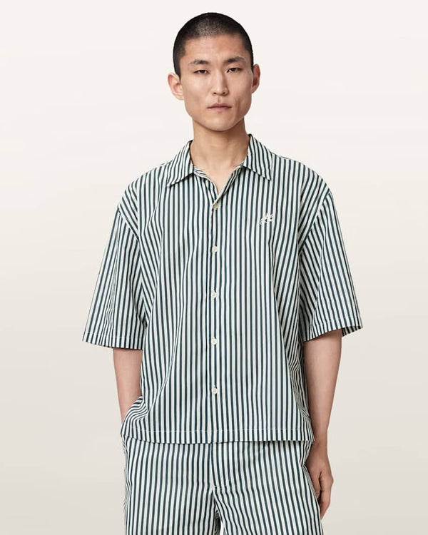 Allsaints Allsaints Chopin Boxy Short Sleeve Striped Shirt Blue/White