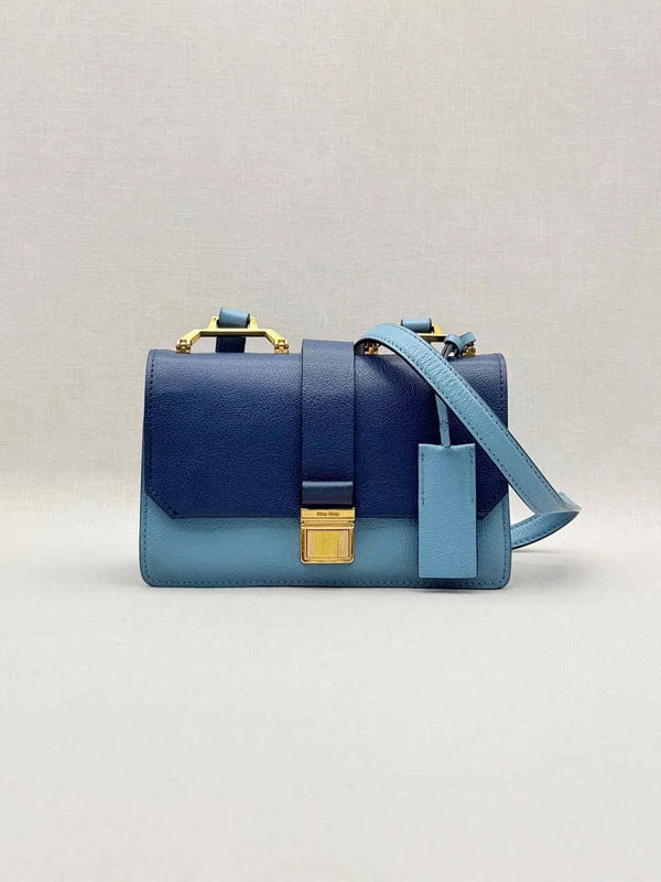 Miu Miu Miu Miu Madras Blue Tapestry Shoulder Bag