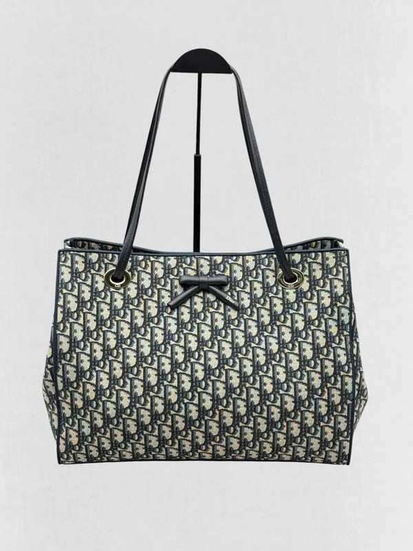Dior Dior Promenade Blue & Beige Oblique Jacquard Tote Bag