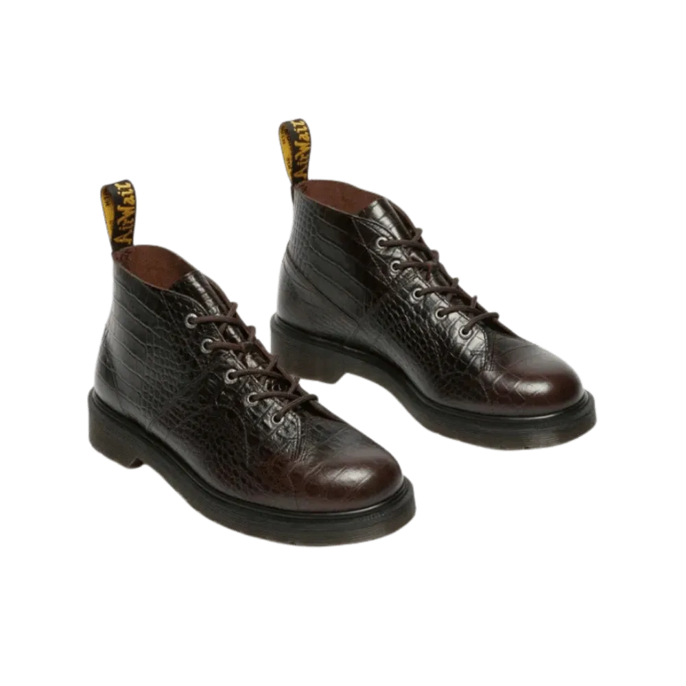 Dr Martens Church Crocodile Analine Leather Ankle Boots Dark Brown