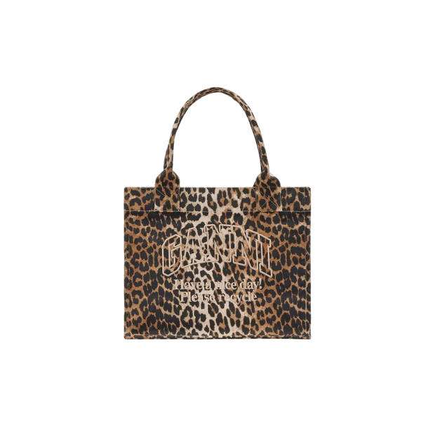 Ganni Leopard Large Canvas Tote Bag