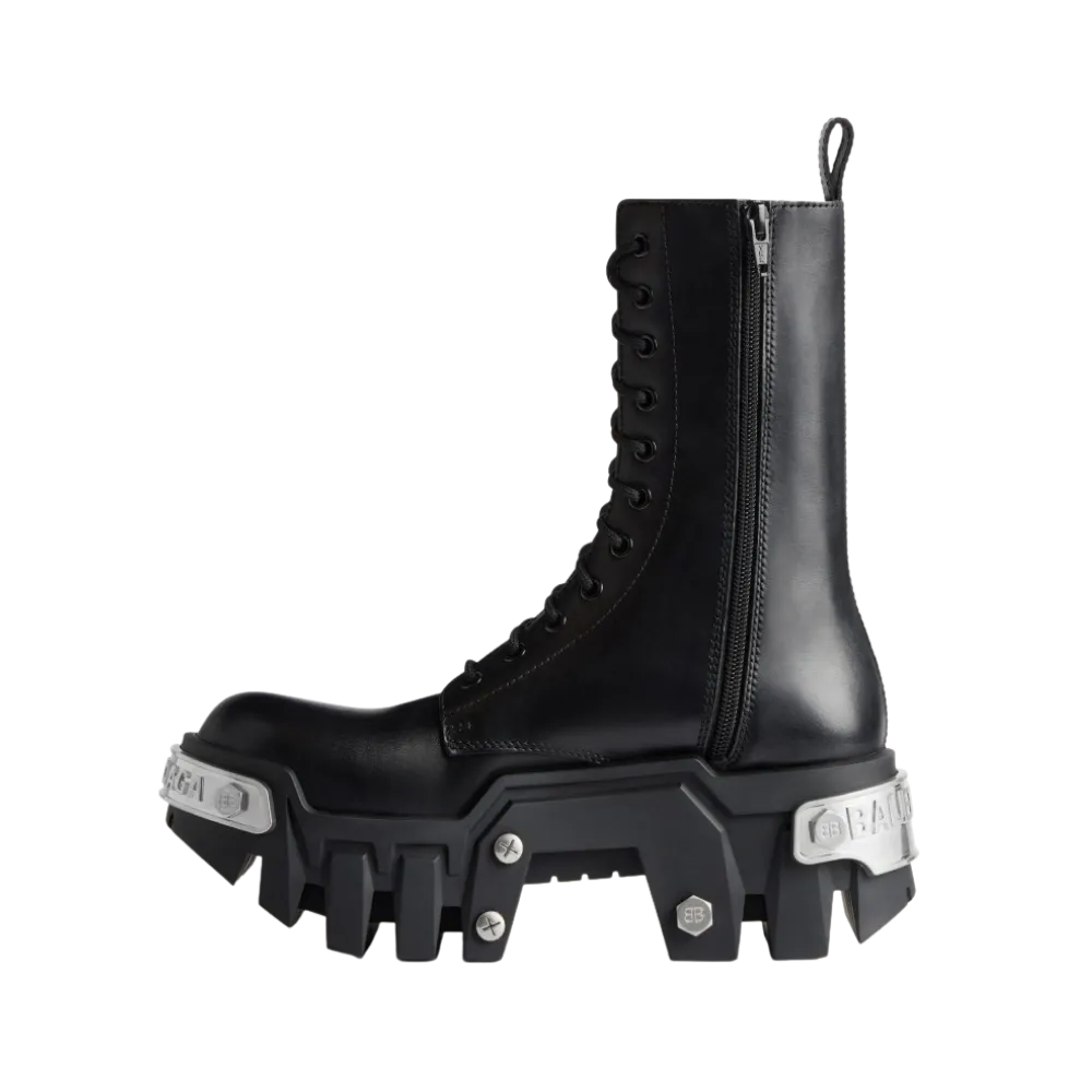 Balenciaga Bulldozer Lace-Up Boot In Black