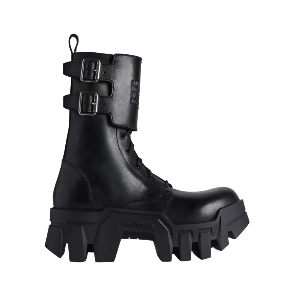 Balenciaga Bulldozer Combat Lace-up Boot In Black