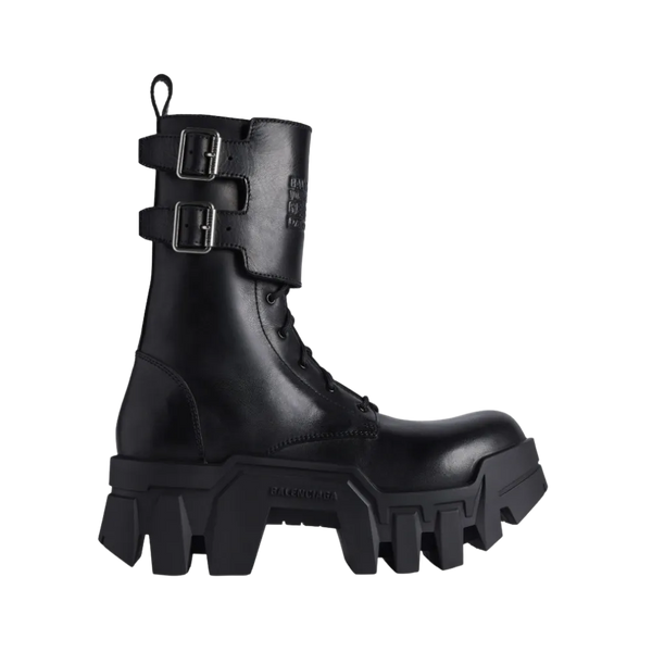 Balenciaga Bulldozer Combat Lace-up Boot In Black