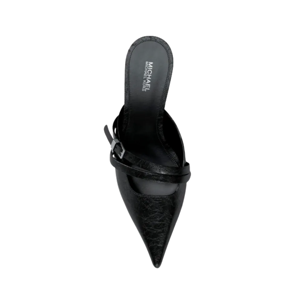 Michael Kors Yvette Crackled Kitten Mule Black