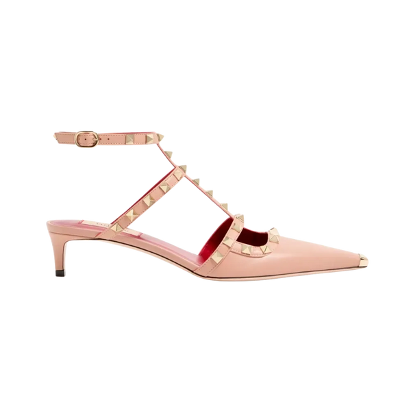 Valentino Rockstud Court Shoes In Kid Leather 40mm Phard
